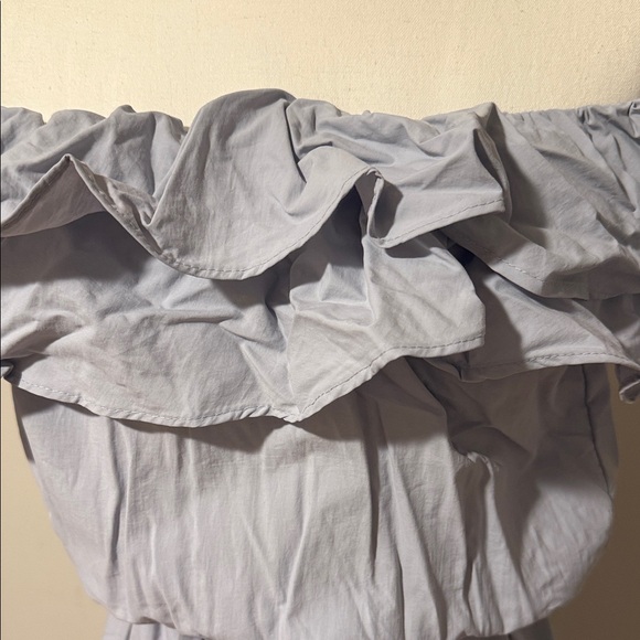 OAK + FORT Strapless Ruffle Dress in Light Gray - Picture 2 of 3